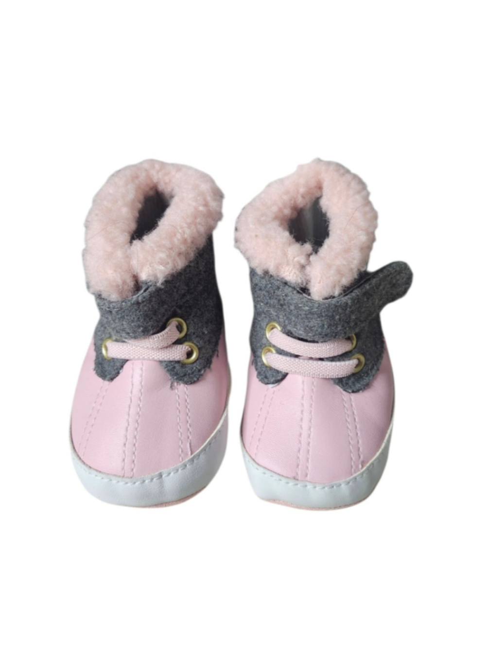 Rising Star Baby Girls Pink Faux Shearling Crib Boots Shoes Size 1 NWT